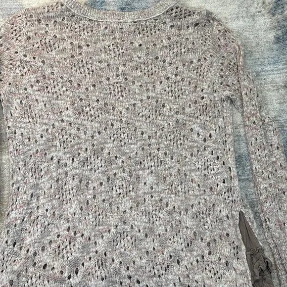 Knox Rose Sheer Knit‎ Tunic Sweater Ruffle Hem Academia Coquette Cottagecore L - Picture 15 of 15